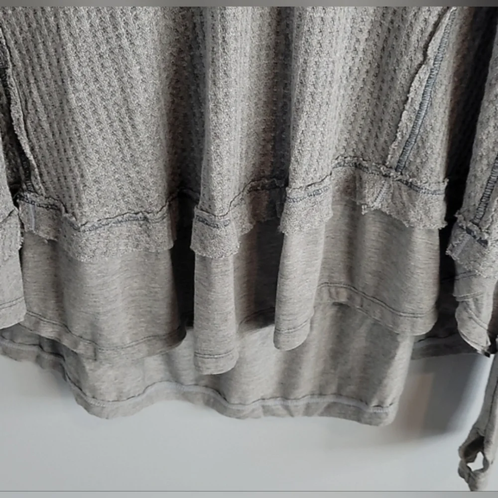 Free People Waffle We the Free Laguna Thermal Gray Swing Top XS